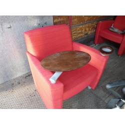 Red Haworth Media Chair with Cup Holder & Rotating Arm